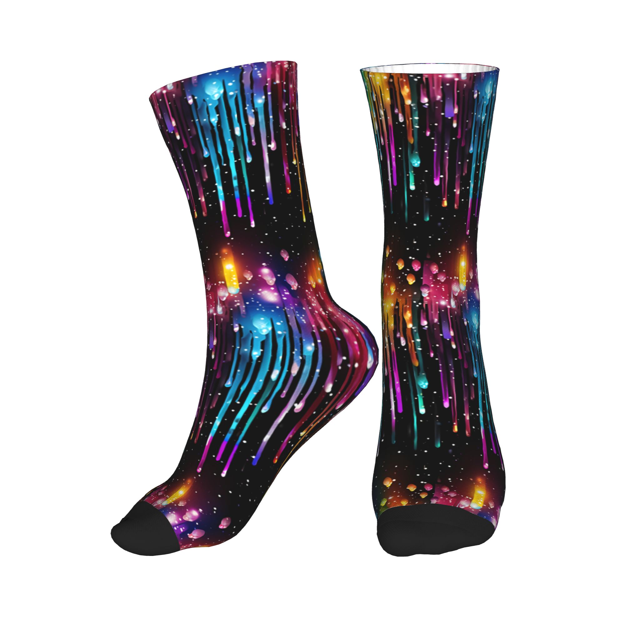 3D Printing Liquid - Chaussettes unisexes à motif liquide arc-en-ciel